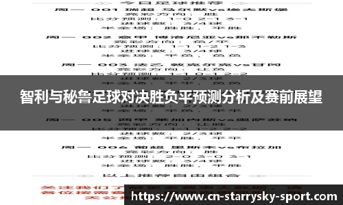 智利与秘鲁足球对决胜负平预测分析及赛前展望